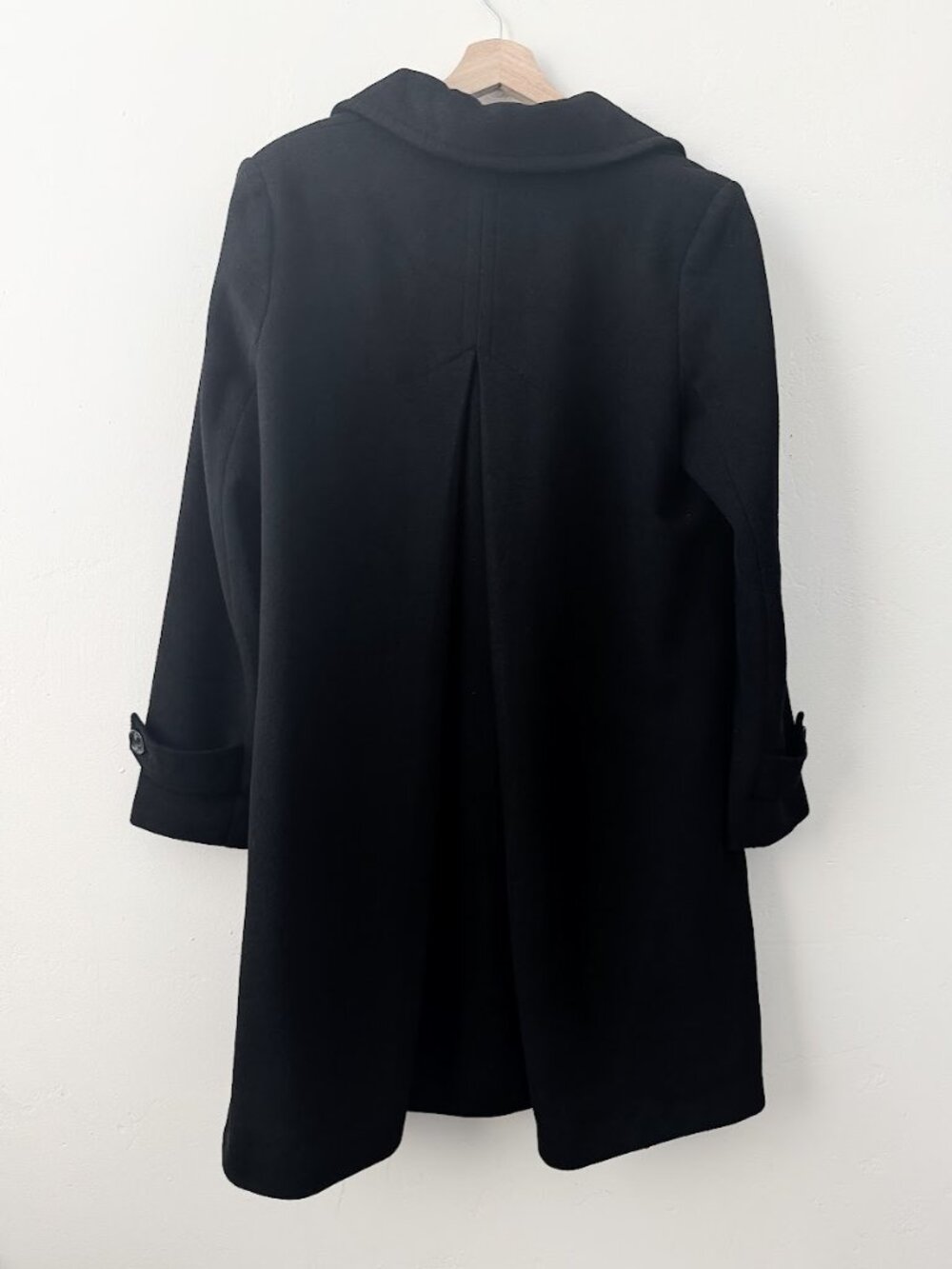 Sam Edelman Wool Blend Coat Black Notch Collar Classic Minimalist Size 12 - Picture 3 of 9